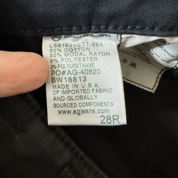 AG Goldschmied Farrah Skinny Ankle Side Lace Pants Sz 28R Black Coated Moto - Picture 12 of 13